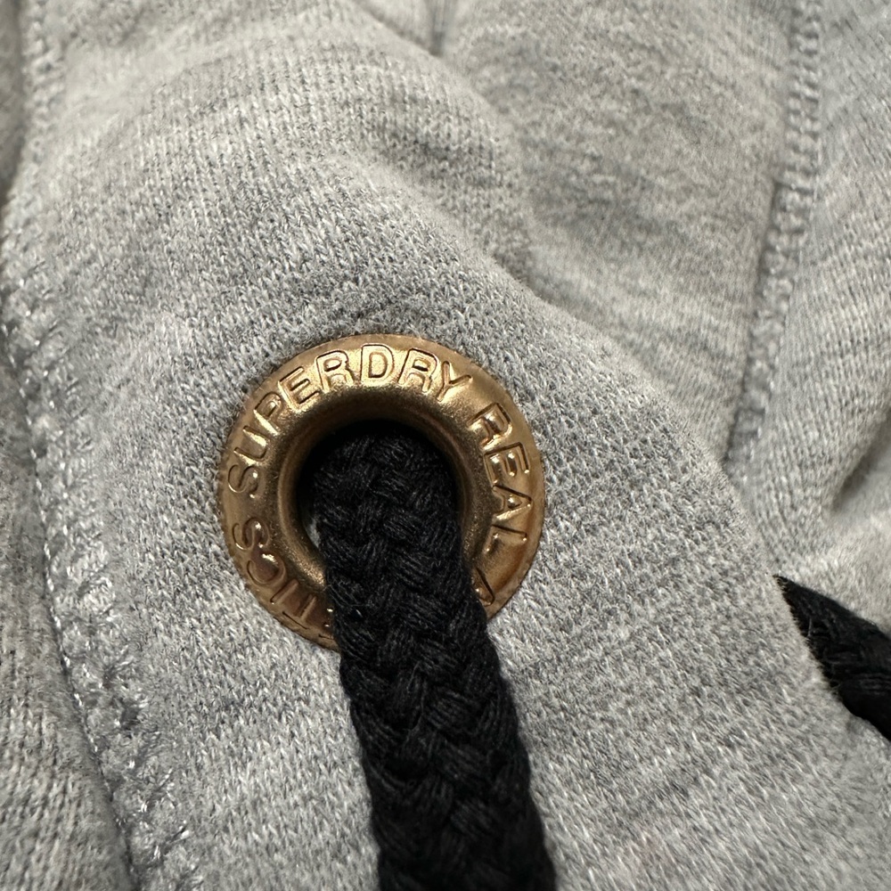 Superdry Ace Metal Crop Hoodie - NWT - Size 10 Gray Hoodie with Gold Logo - Picture 6 of 16
